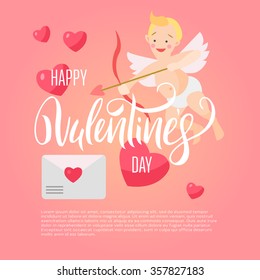 Happy Valentines Day Lettering Card.