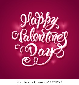 Happy Valentine's day lettering card. Vector illustration.