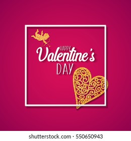 Happy Valentine's day lettering card. Vector illustration.
