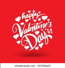 Happy Valentine's Day lettering circle. Hand drawn romantic phrase. Ink illustration. Modern brush calligraphy. Romantic hand drawn phrase. Vector illustration for love concept valentine or wedding.