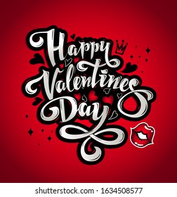 Happy Valentines day lettering composition.