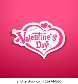Happy Valentine's Day lettering design on pink background, vector illustration