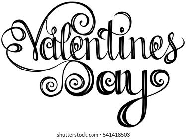 Happy valentines day Lettering, design elements for cards. Doodles curls. Vector illustration. Be my Valentine.