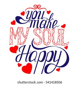 Happy valentines day Lettering, design elements for cards. Doodles curls. Vector illustration. Be my Valentine.
