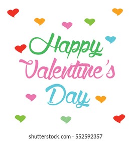 Happy Valentine's Day Lettering design with hearts 