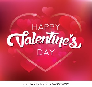 Happy Valentines Day Lettering design with heart abstract background. 