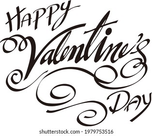 Happy Valentine's day Lettering Eps., black font, painting for screen t-shirt, card, cutting sticker, pod, Background, Digital, 