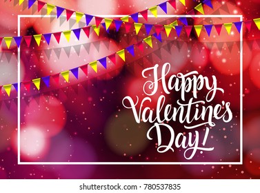 Happy Valentines Day Lettering with Flags