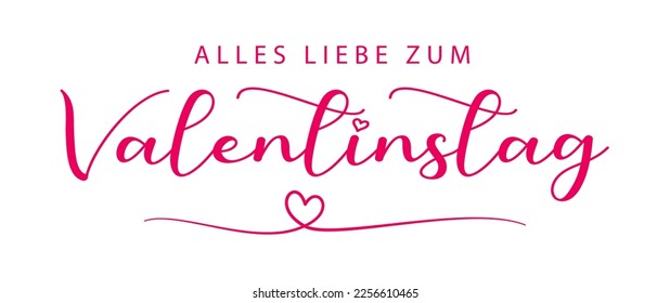 Herzlichen Glückwunsch zum Valentinstag auf Deutsch. Vektorgrafik. Einzeln auf weißem Hintergrund