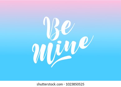 Happy Valentine's Day lettering greeting card with modern text hand drawn love concept - blue background