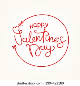 Happy Valentines Day lettering greeting card. Be my Valentine concept. Vector banner with 
linear elements
