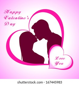 Happy Valentine's Day lettering Greeting Card on red background, vector illustration
