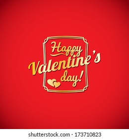 Happy Valentine's Day lettering Greeting Card on red background, vector illustration 