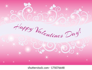 Happy Valentine's Day lettering Greeting Card on pink