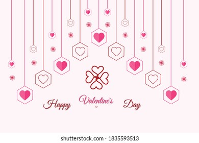 Happy Valentines Day lettering greeting card on red bright heart on white background. Vector Illustration