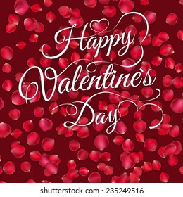 Happy Valentine's Day lettering Greeting Card on red background. EPS 10 vector file included