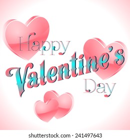 Happy Valentine's Day Lettering Greeting Card, Vector Illustration