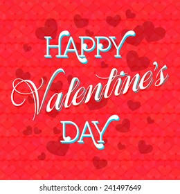Happy Valentine's Day Lettering Greeting Card, Vector Illustration