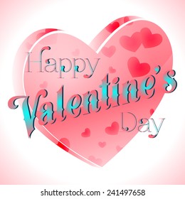 Happy Valentine's Day Lettering Greeting Card, Vector Illustration