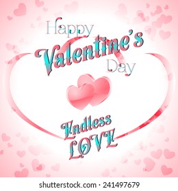 Happy Valentine's Day Lettering Greeting Card, Vector Illustration