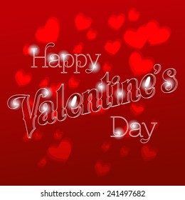 Happy Valentine's Day Lettering Greeting Card, Vector Illustration