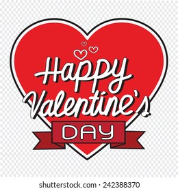 Happy Valentine's Day lettering Greeting Card with heart , vector illustration