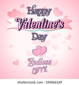 Happy Valentines Day Lettering Greeting Card Illustration