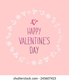 Happy Valentines Day lettering Greeting Card.