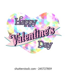 Happy Valentines Day Lettering Greeting Card Illustration