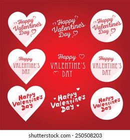 Happy Valentine's Day lettering Greeting Card on red background