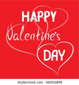 Happy Valentine's Day lettering Greeting Card on red background. Design element for greeting card, valentine's day card, poster, sticker.
