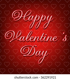 Happy Valentine's Day lettering Greeting Card on red background, 
Vector illustration.