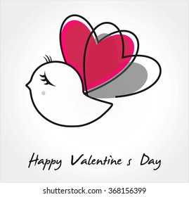 Happy Valentine's Day lettering Greeting Card with Love bird,editable illustration