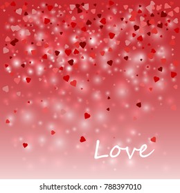 Happy Valentine's Day lettering Greeting Card on red background, vector illustration