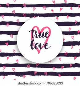 Happy Valentine's Day lettering greeting card template. Modern brush calligraphy holiday background for Valentines day. Printable decor or poster design, t-shirt and apparel print.