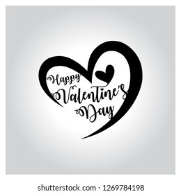 happy valentines day lettering, handwritten and calligraphy vector illustration