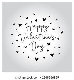 happy valentines day lettering, handwritten and calligraphy vector illustration