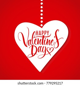 Happy Valentine's Day Lettering. Handwritten modern calligraphy, brush painted letters. Vector illustration. Template for banners, posters, greeting cards or photo overlays.