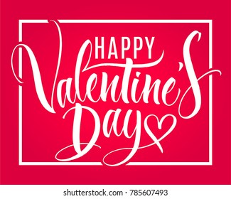 Happy Valentines Day Lettering Handwritten Modern Stock Vector (Royalty ...