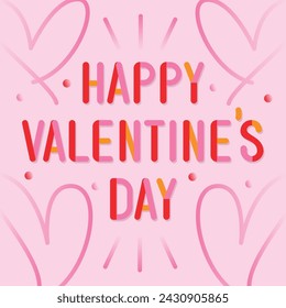 Happy Valentine's Day Lettering and Heart Illustrations