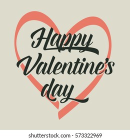 Happy Valentines Day lettering and Heart