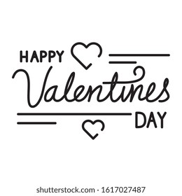 happy valentines day lettering with hearts decoration vector illustration design