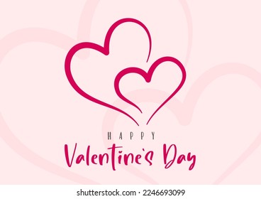 Happy Valentine's Day lettering and hearts. Card template. Vector illustration