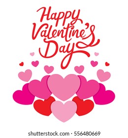 Happy Valentine's Day Lettering With Hearts, Love, Wedding, Engagement, Relationship, Sweetheart 