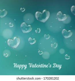 'happy valentine's day' lettering - holiday card with heart-shaped soap bubbles