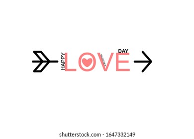 Happy Valentines Day lettering isolated on white background vector illustration. Greeting romantic design. Love symbol tagline.