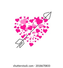 Happy Valentines Day lettering isolated on white background vector illustration. Letters hand drawn composition for gift, postcard, print, banner, web. Greeting romantic design. Love symbol tagline.