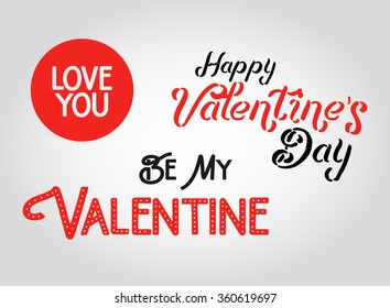 Happy Valentines day lettering isolated on white background. Valentine logo elements for your card design. Vector Valentine's Day Collection. 