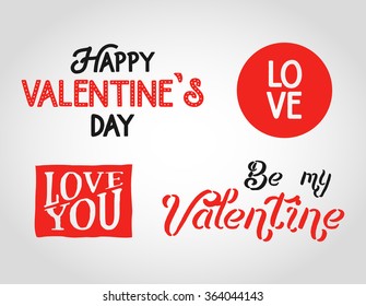 Happy Valentines day lettering isolated on white background. Valentine logo elements for your card design. Vector Valentine's Day Collection. 