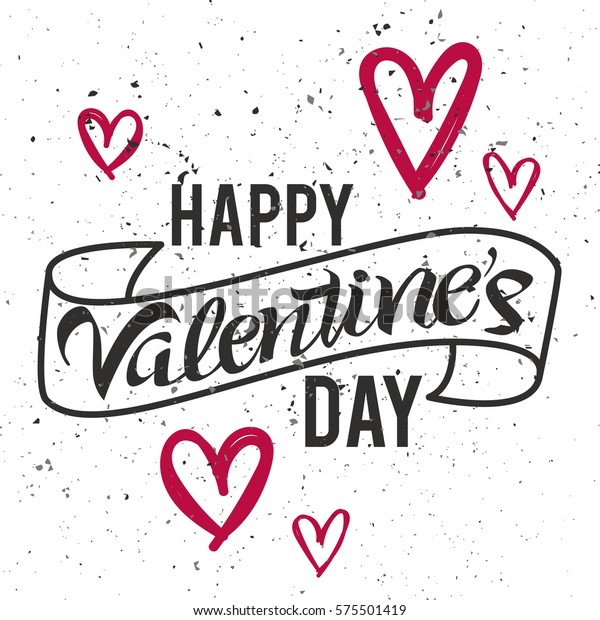 Happy Valentines Day Lettering Modern Handwritten Stock Vector (Royalty ...